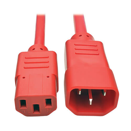 Tripp Lite PDU Power Cord H/Duty  C13 to C14 -15A/250V 14AWG  3ft Red