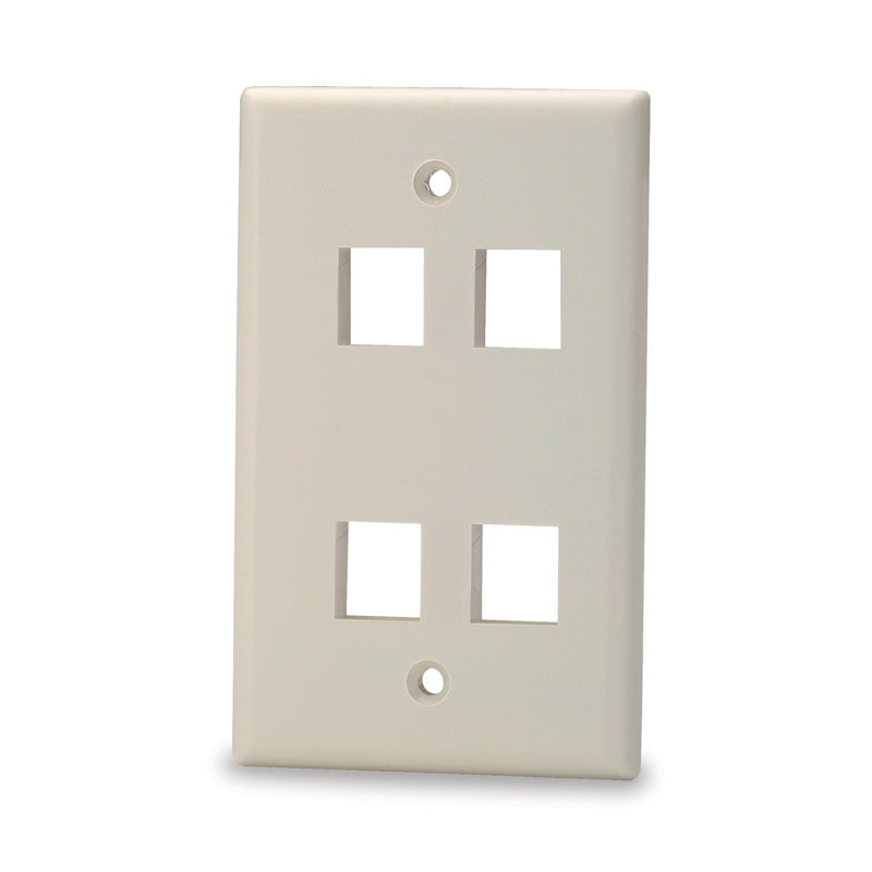 Signamax 4-Port Single Gang Keystone w/o Labeling, Light Ivory