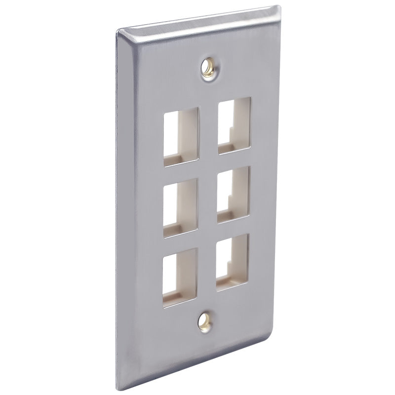Wavenet FacePlate Stainless Steel Single Gang, 6-PORT