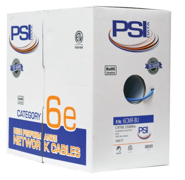 Cat6e, FT6/CMP, Plenum, 550MHz, Spineless, 1000ft, Black